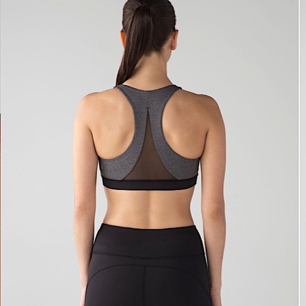 Lululemon Invigorate Bra in Heathered Black size 8